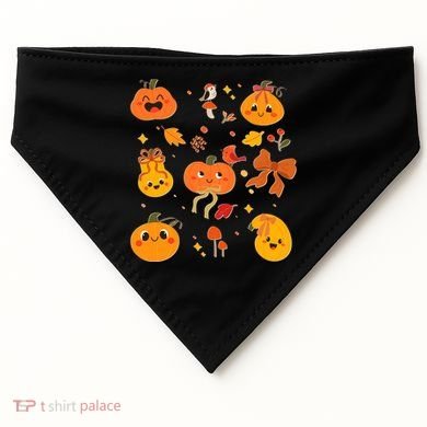 Cute Autumn Fall Pumpkins Ribbons Bows USA-Made Doggie Bandana
