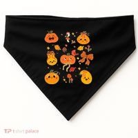 Cute Autumn Fall Pumpkins Ribbons Bows USA-Made Doggie Bandana thumb 0