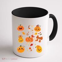 Cute Autumn Fall Pumpkins Ribbons Bows Coffee Mug thumb 1