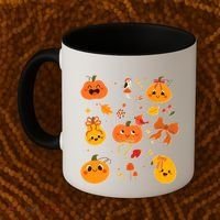 Cute Autumn Fall Pumpkins Ribbons Bows Coffee Mug thumb 2