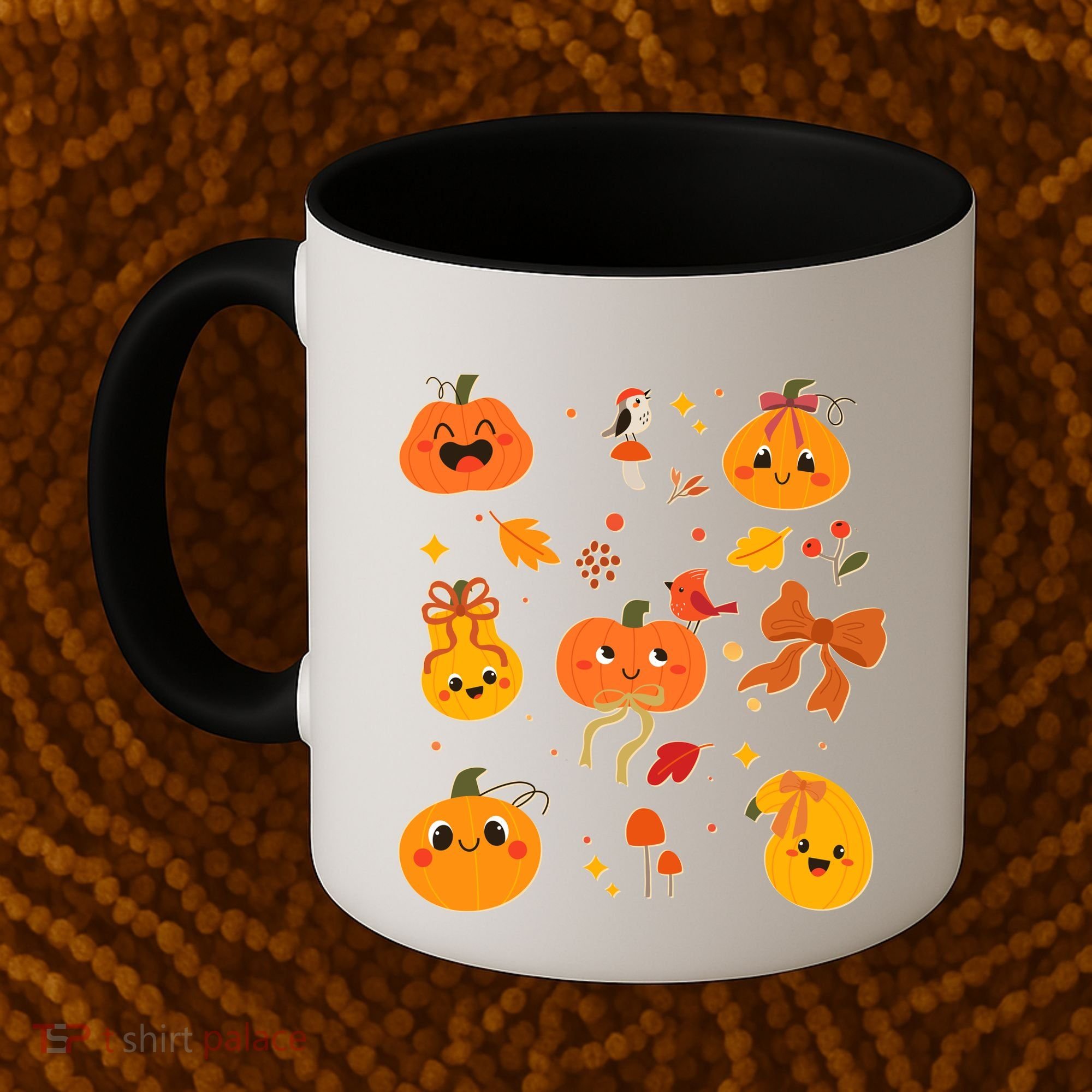 Cute Autumn Fall Pumpkins Ribbons Bows Coffee Mug