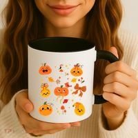 Cute Autumn Fall Pumpkins Ribbons Bows Coffee Mug thumb 3