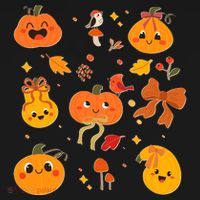 Cute Autumn Fall Pumpkins Ribbons Bows Coaster thumb 2