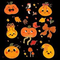 Cute Autumn Fall Pumpkins Ribbons Bows Women's Hoodie thumb 2