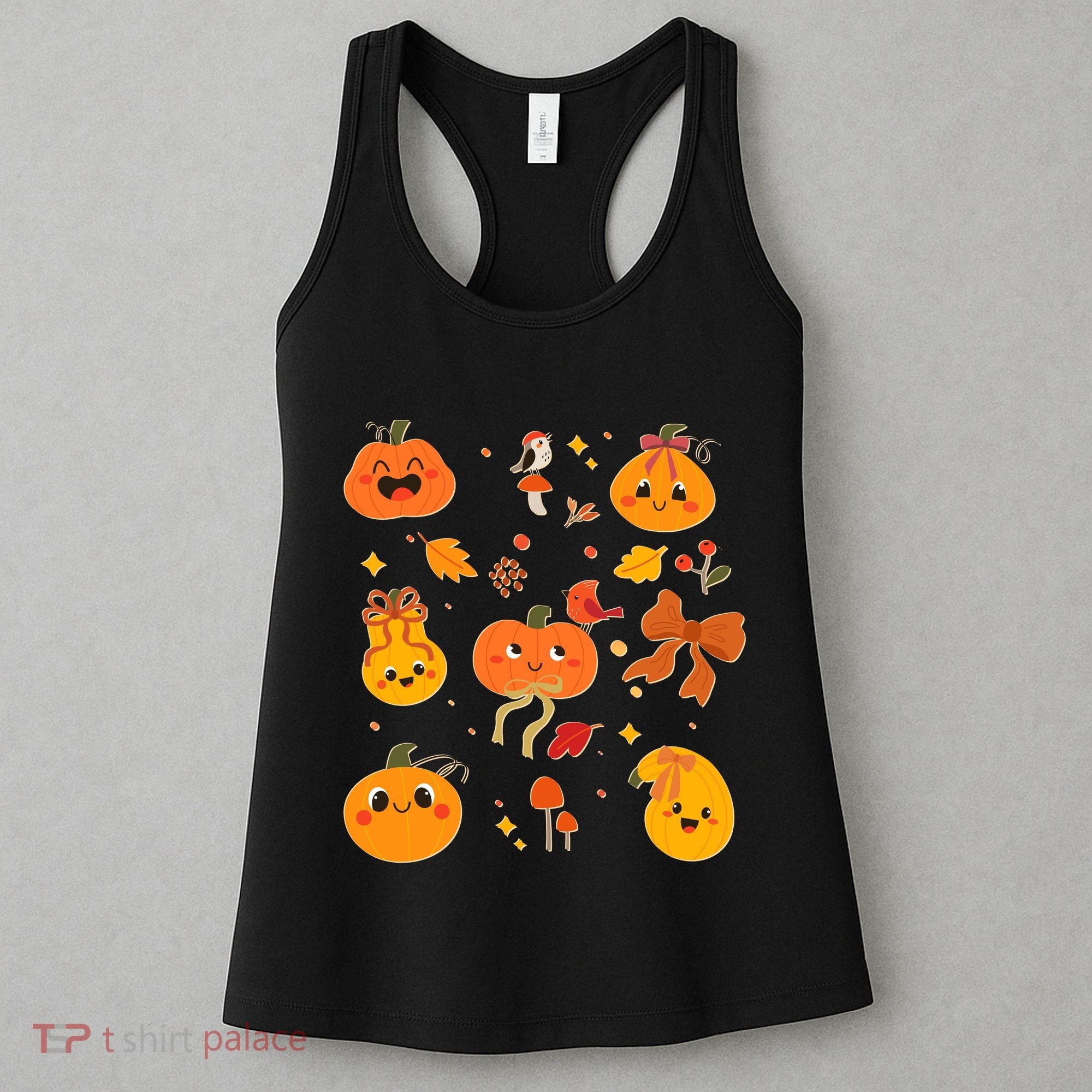 Cute Autumn Fall Pumpkins Ribbons Bows Women's Tank Top