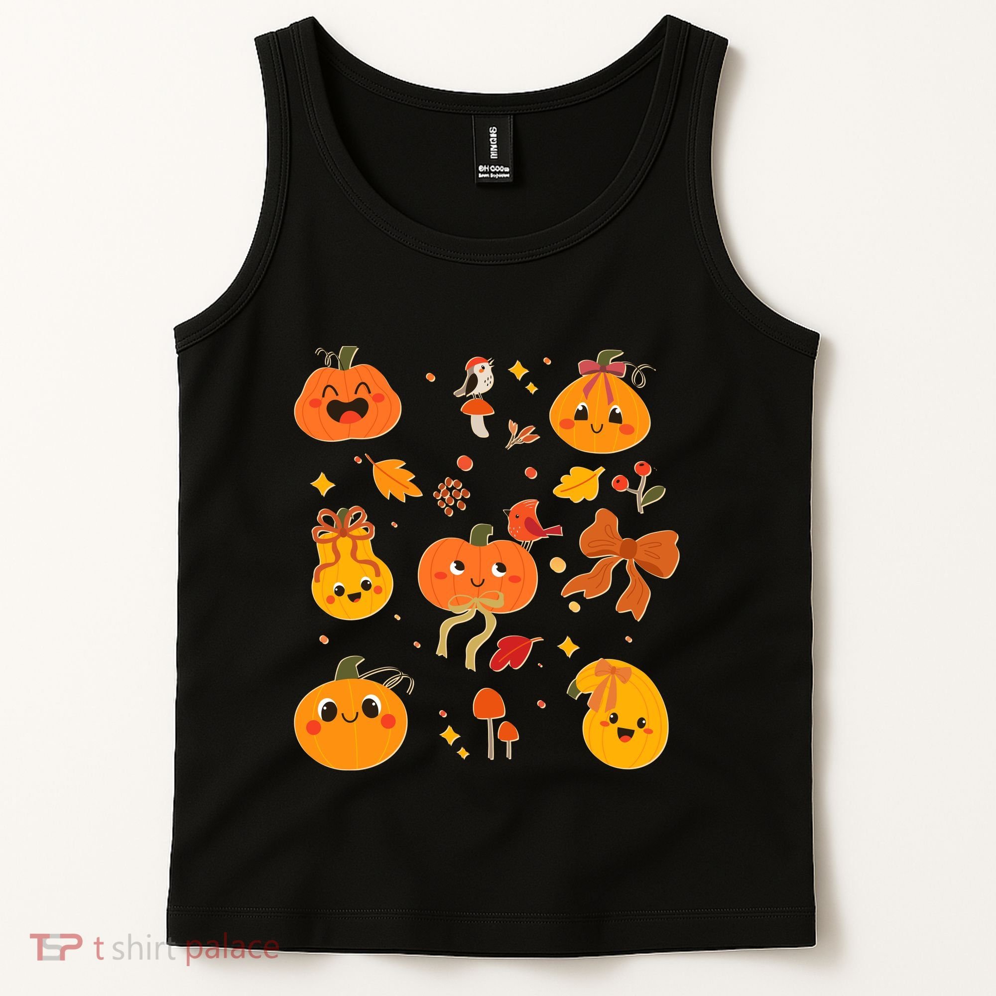 Cute Autumn Fall Pumpkins Ribbons Bows Tank Top