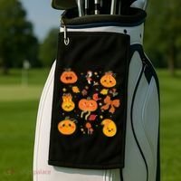 Cute Autumn Fall Pumpkins Ribbons Bows Golf Towel thumb 2