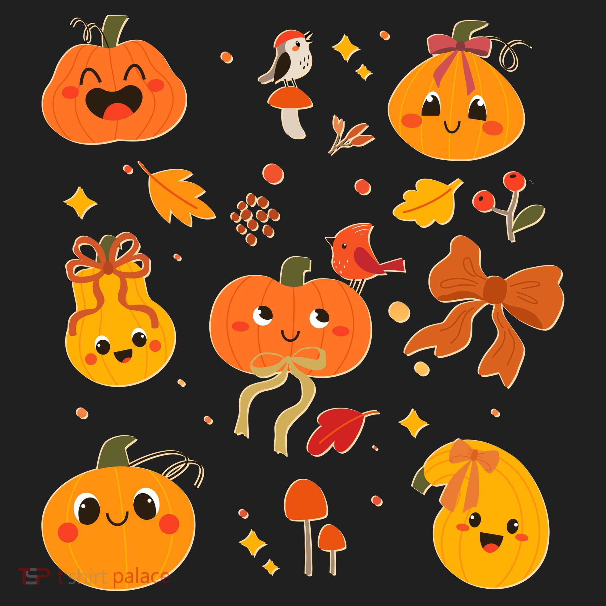 Cute Autumn Fall Pumpkins Ribbons Bows Golf Towel