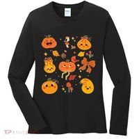 Cute Autumn Fall Pumpkins Ribbons Bows Women's Long Sleeve Shirt thumb 0