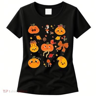 Cute Autumn Fall Pumpkins Ribbons Bows Women's T-Shirt