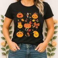 Cute Autumn Fall Pumpkins Ribbons Bows Women's T-Shirt thumb 2