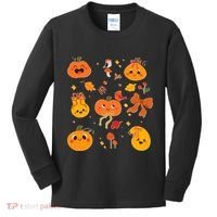Cute Autumn Fall Pumpkins Ribbons Bows Kids Long Sleeve Shirt thumb 0