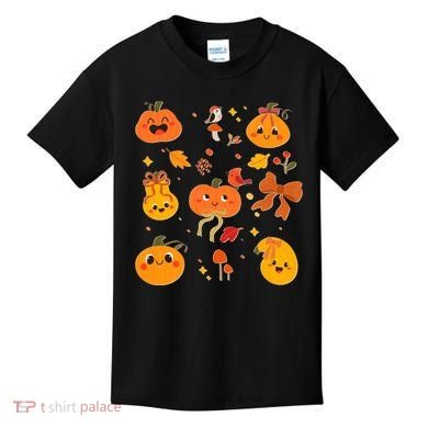 Cute Autumn Fall Pumpkins Ribbons Bows Kids T-Shirt