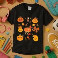 Cute Autumn Fall Pumpkins Ribbons Bows Kids T-Shirt thumb 3