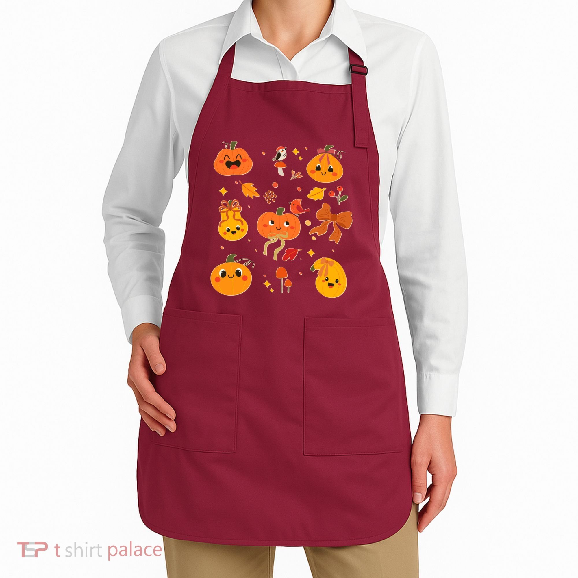 Cute Autumn Fall Pumpkins Ribbons Bows Apron