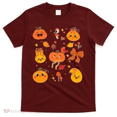 Cute Autumn Fall Pumpkins Ribbons Bows T-Shirt