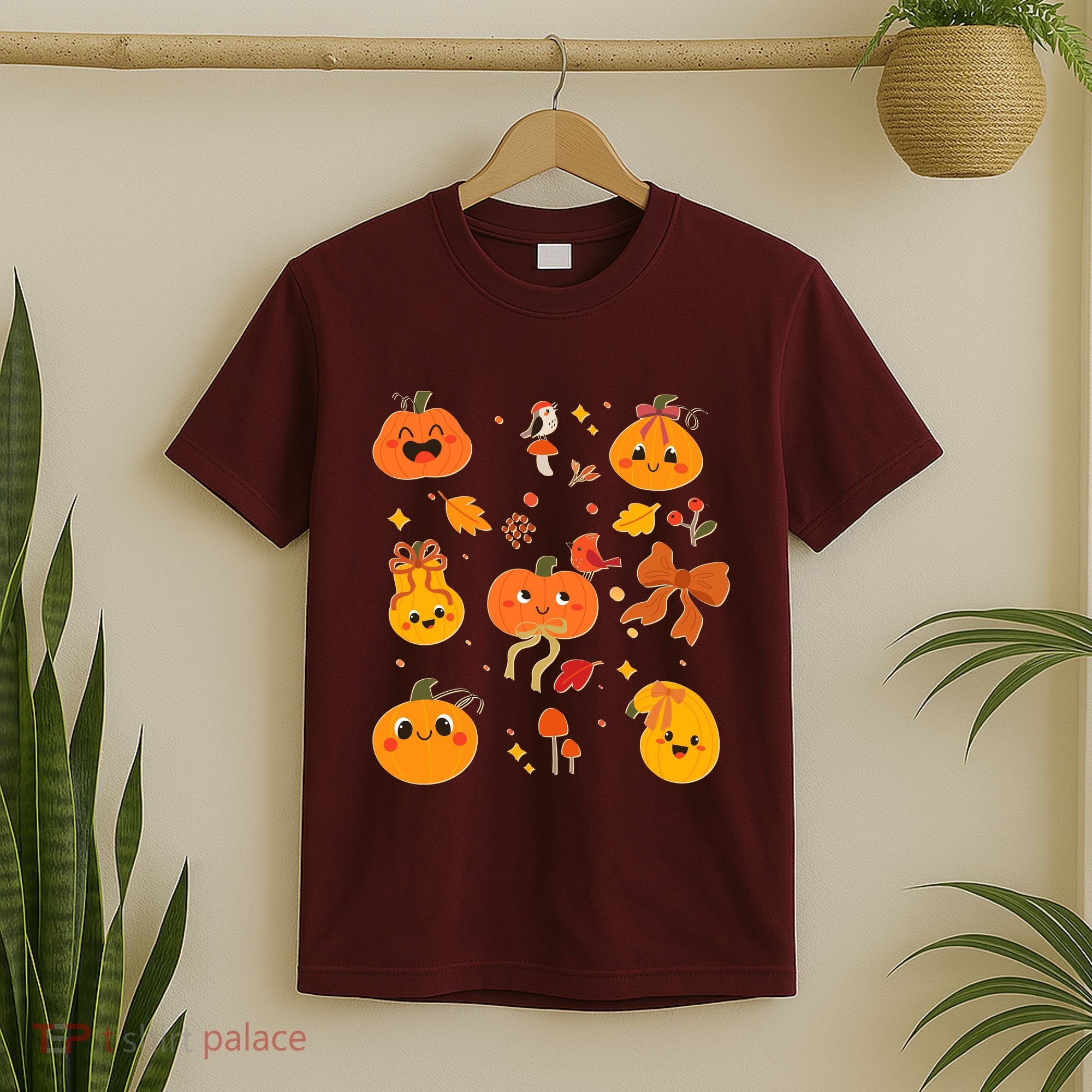 Cute Autumn Fall Pumpkins Ribbons Bows T-Shirt