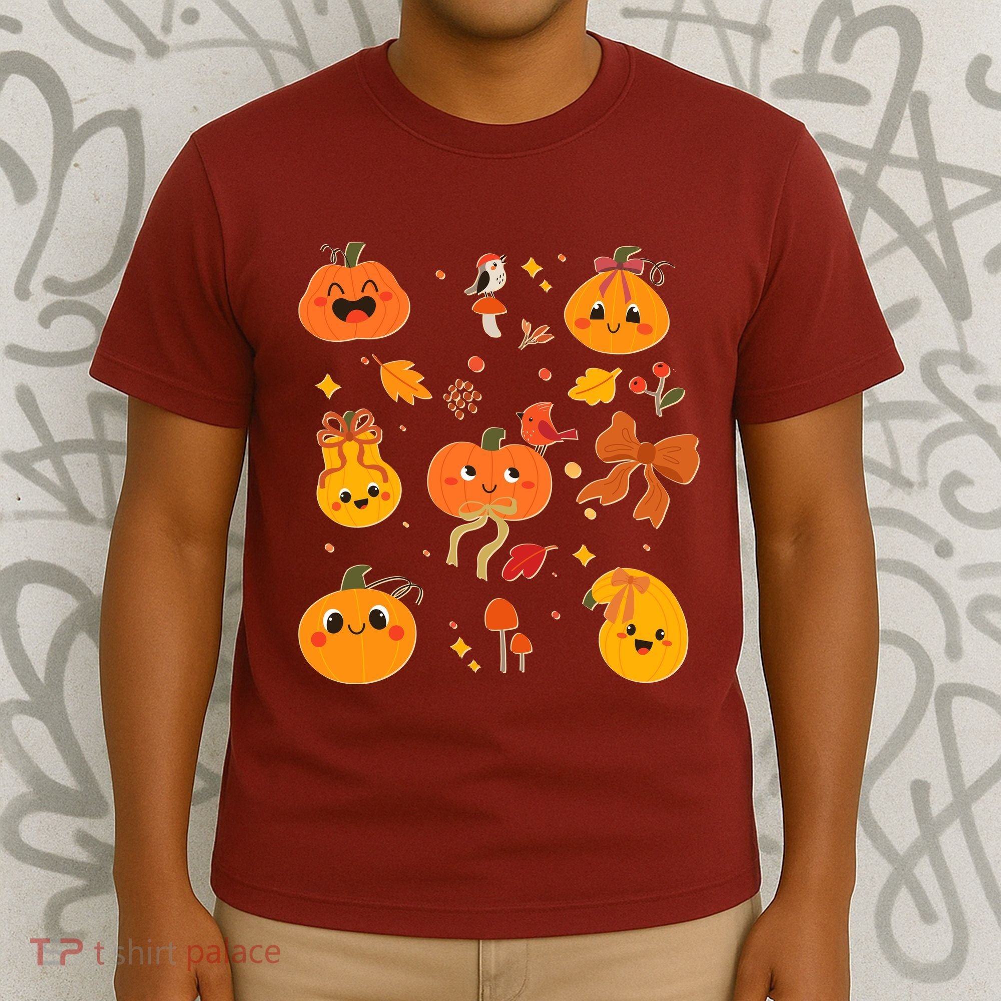 Cute Autumn Fall Pumpkins Ribbons Bows T-Shirt