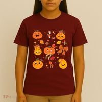 Cute Autumn Fall Pumpkins Ribbons Bows T-Shirt thumb 4