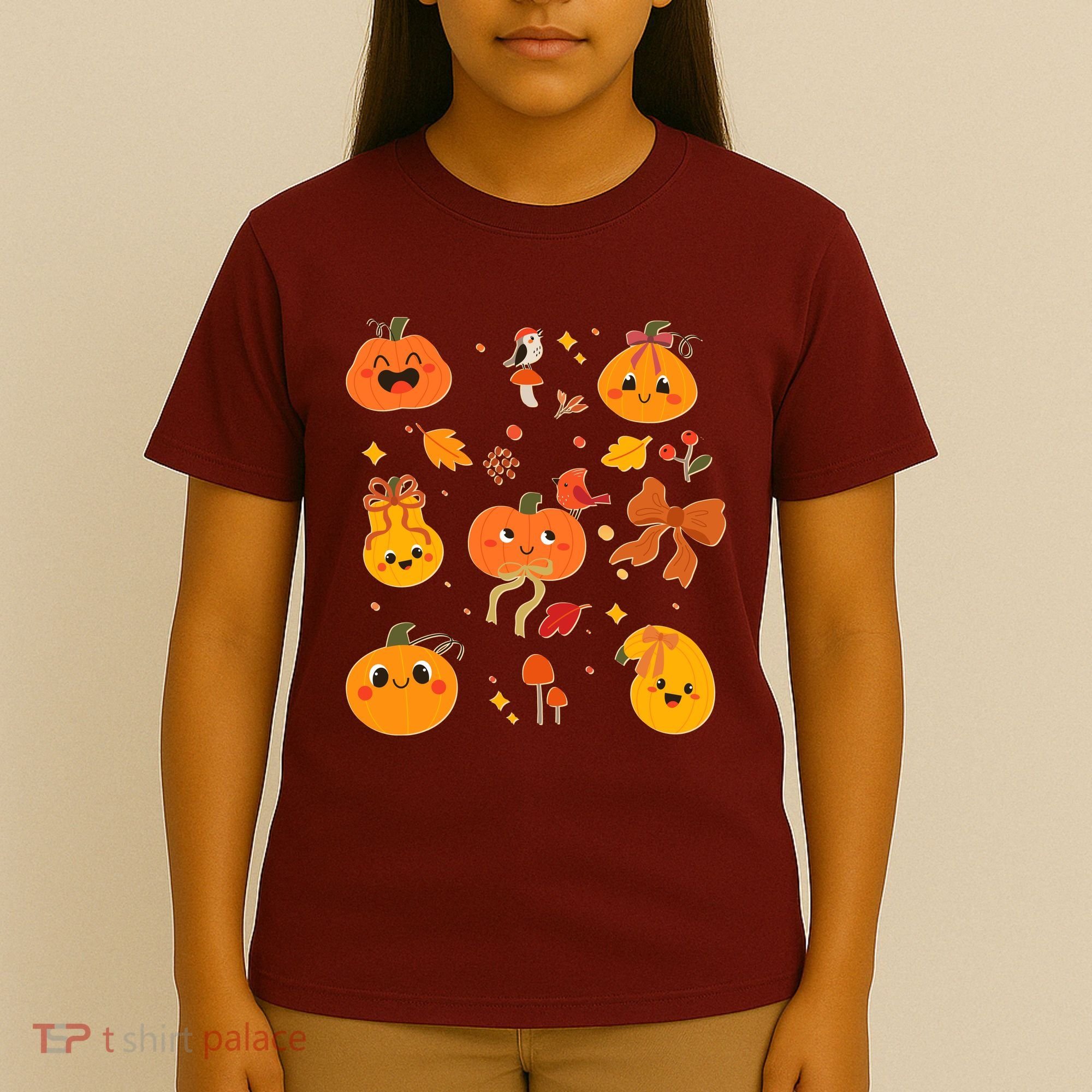 Cute Autumn Fall Pumpkins Ribbons Bows T-Shirt