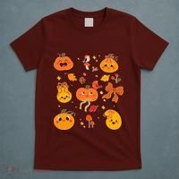 Cute Autumn Fall Pumpkins Ribbons Bows T-Shirt thumb 5