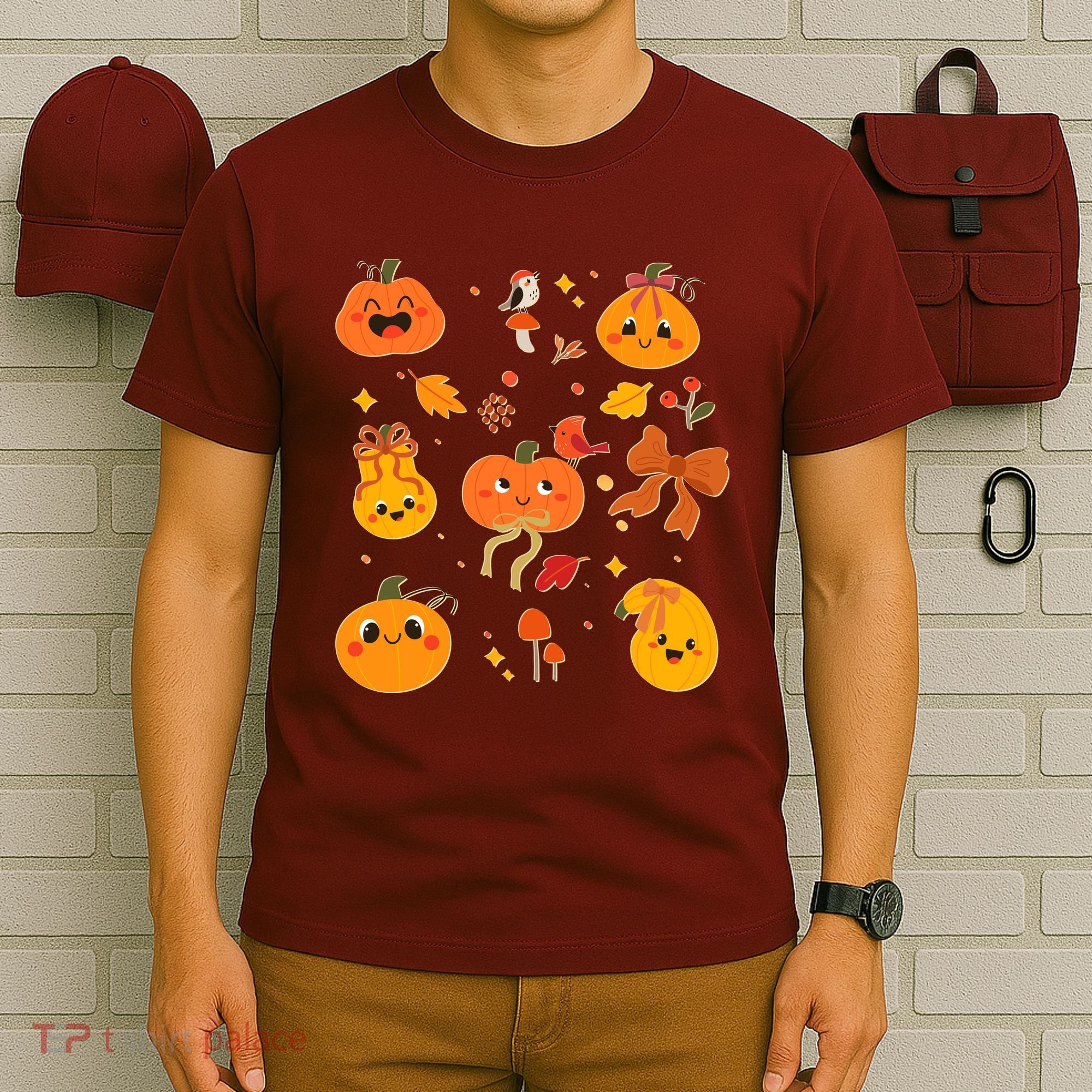 Cute Autumn Fall Pumpkins Ribbons Bows T-Shirt