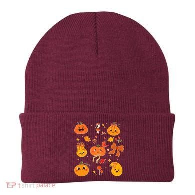 Cute Autumn Fall Pumpkins Ribbons Bows Beanie