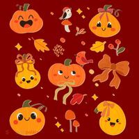 Cute Autumn Fall Pumpkins Ribbons Bows Mousepad thumb 1