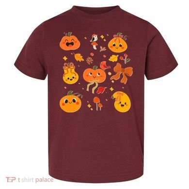 Cute Autumn Fall Pumpkins Ribbons Bows Toddler T-Shirt