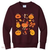Cute Autumn Fall Pumpkins Ribbons Bows Kids Sweatshirt thumb 0
