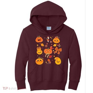 Cute Autumn Fall Pumpkins Ribbons Bows Kids Hoodie
