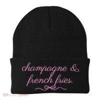 Champagne And French Fries Coquette Bow Beanie thumb 0