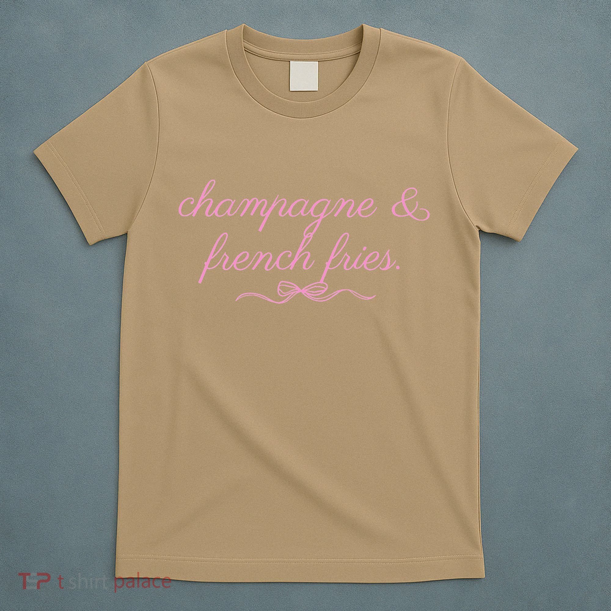 Champagne And French Fries Coquette Bow T-Shirt