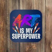 Cool Art For Art Teacher Artist Painter Superpower Coaster thumb 0