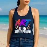 Cool Art For Art Teacher Artist Painter Superpower Women's Tank Top thumb 2