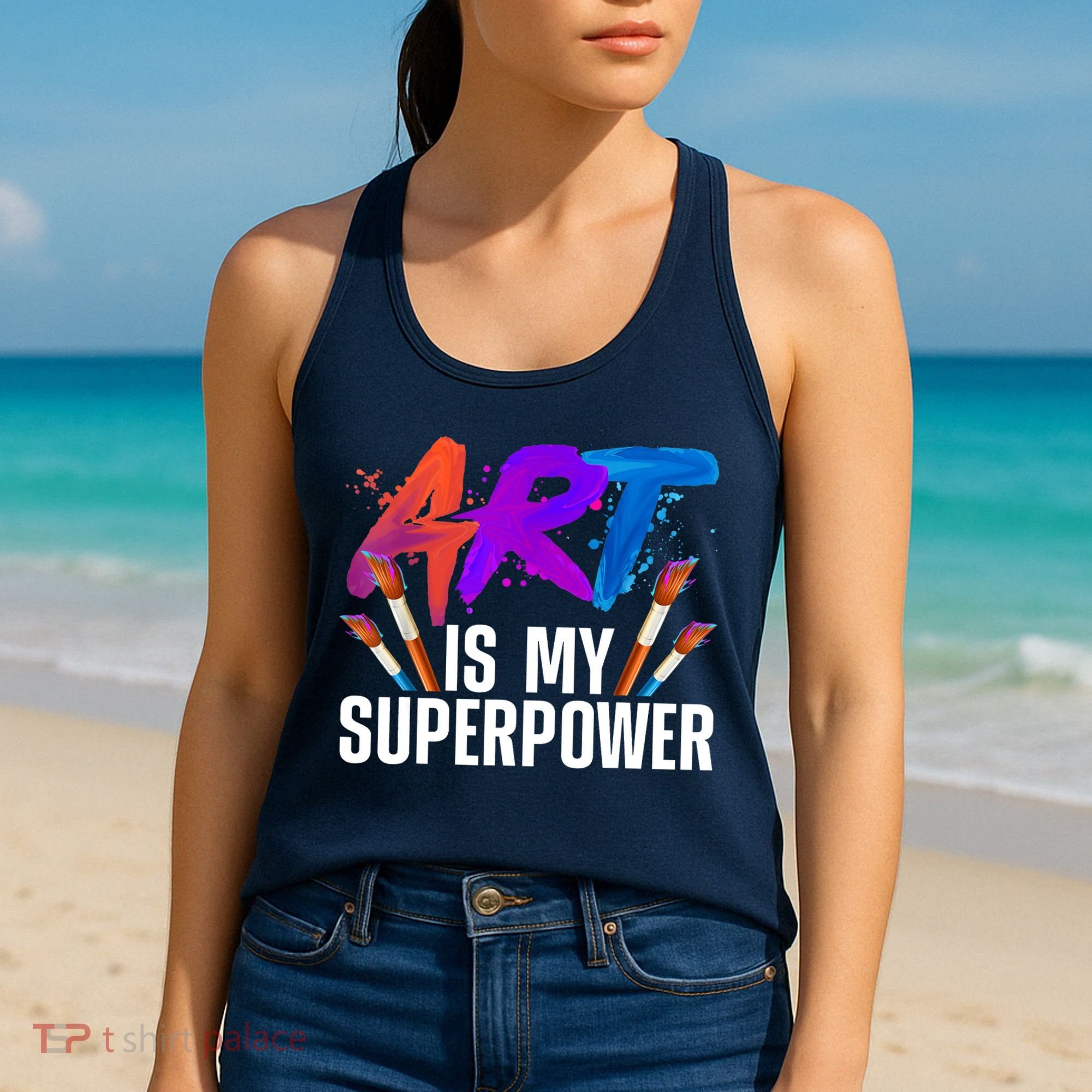 Cool Art For Art Teacher Artist Painter Superpower Women's Tank Top