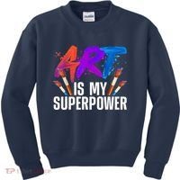 Cool Art For Art Teacher Artist Painter Superpower Kids Sweatshirt thumb 0
