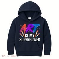 Cool Art For Art Teacher Artist Painter Superpower Kids Hoodie thumb 0