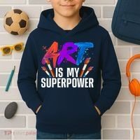 Cool Art For Art Teacher Artist Painter Superpower Kids Hoodie thumb 2