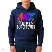 Cool Art For Art Teacher Artist Painter Superpower Kids Hoodie thumb 4