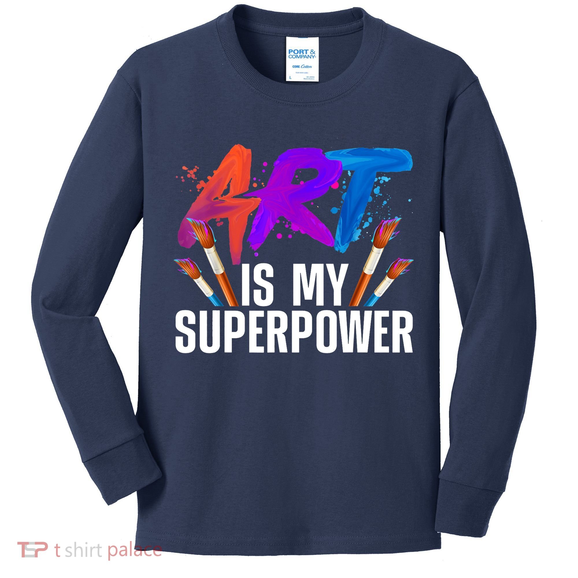 Cool Art For Art Teacher Artist Painter Superpower Kids Long Sleeve Shirt