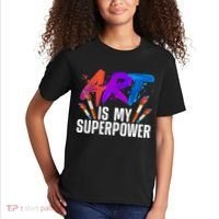 Cool Art For Art Teacher Artist Painter Superpower Kids T-Shirt thumb 2