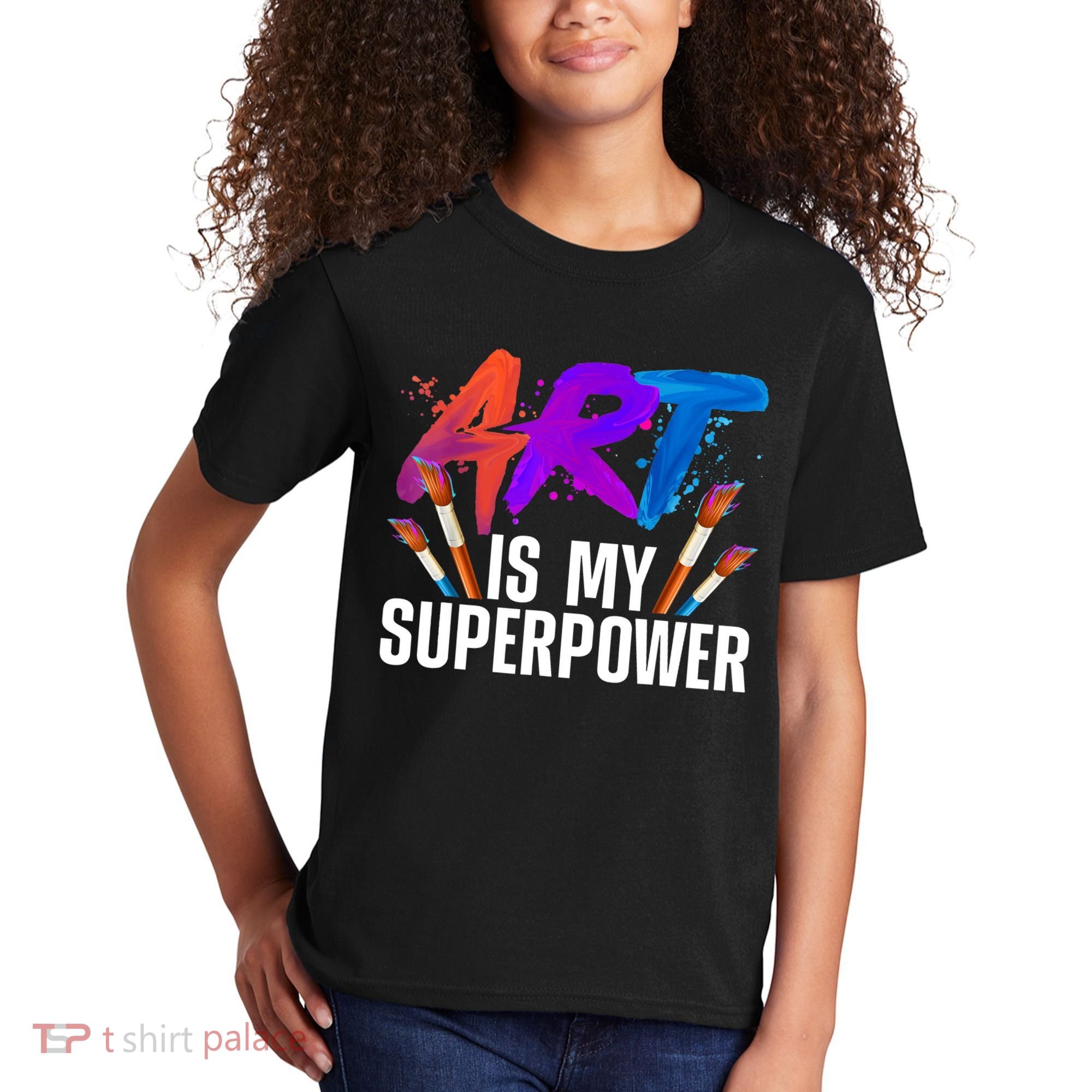 Cool Art For Art Teacher Artist Painter Superpower Kids T-Shirt