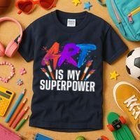 Cool Art For Art Teacher Artist Painter Superpower Kids T-Shirt thumb 3