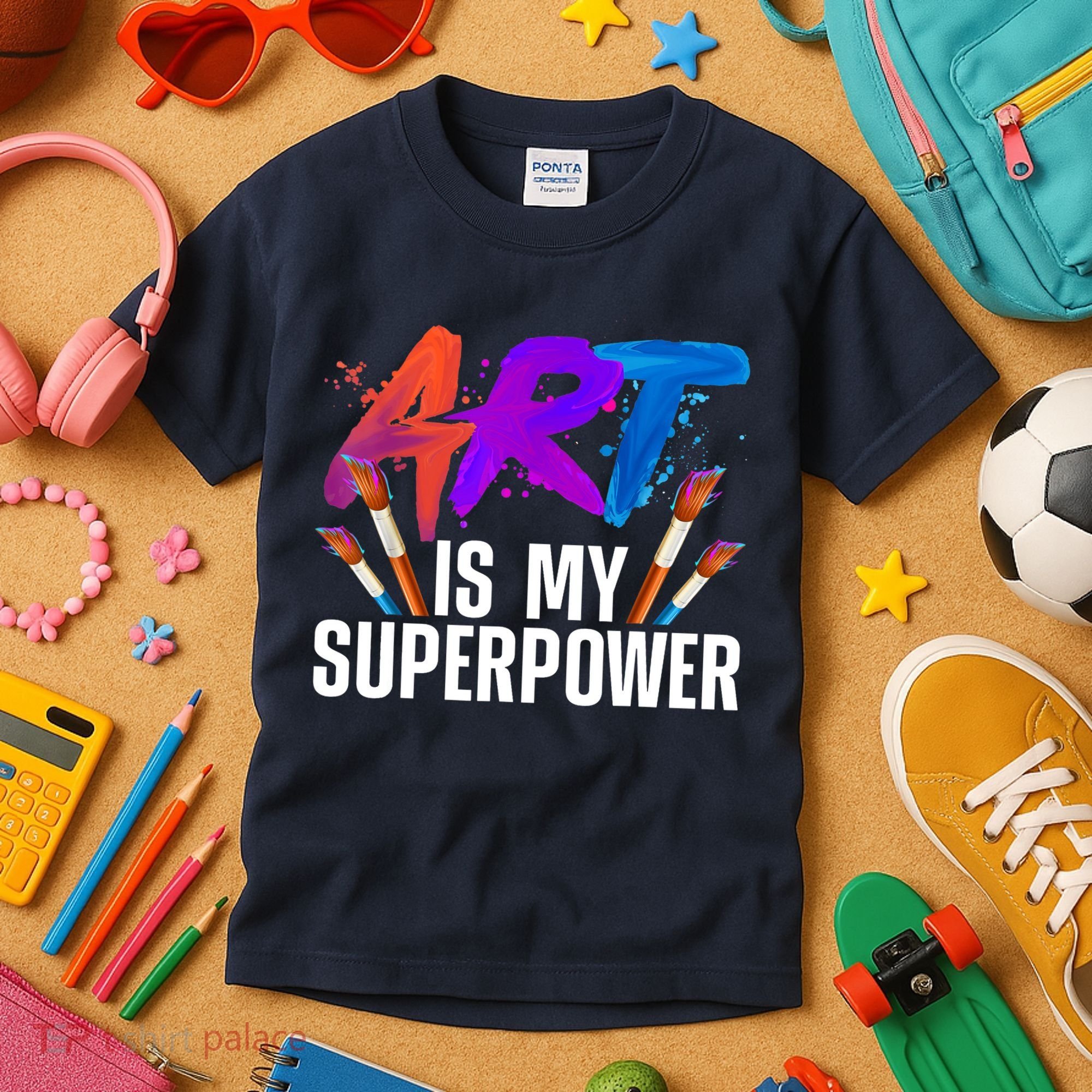 Cool Art For Art Teacher Artist Painter Superpower Kids T-Shirt