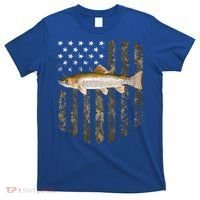 Camo American Flag Rainbow Trout Fishing 4th Of July Cute Gift T-Shirt thumb 0
