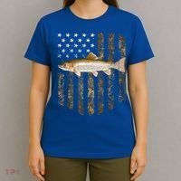 Camo American Flag Rainbow Trout Fishing 4th Of July Cute Gift T-Shirt thumb 4