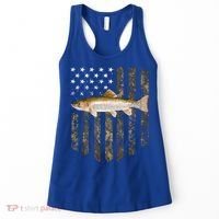 Camo American Flag Rainbow Trout Fishing 4th Of July Cute Gift Women's Tank Top thumb 0