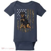 Camo American Flag Rottweiler 4th Of July USA Baby Bodysuit thumb 0