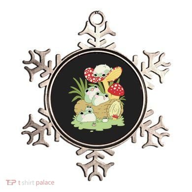 Cottagecore Aesthetic Frog Lying On Mushroom Cute Frog Lover Ornament